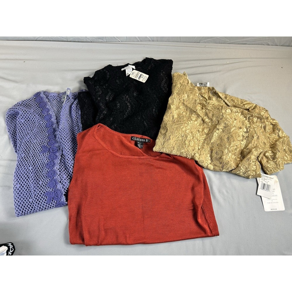 Vintage Style Women's Clothing Bundle Medium Lace Knit Tops 4 Piece Lot